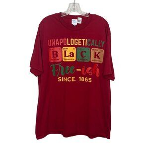 Unapologetically Black Free-Ish Graphic Tshirt Mens XL Cranberry Red